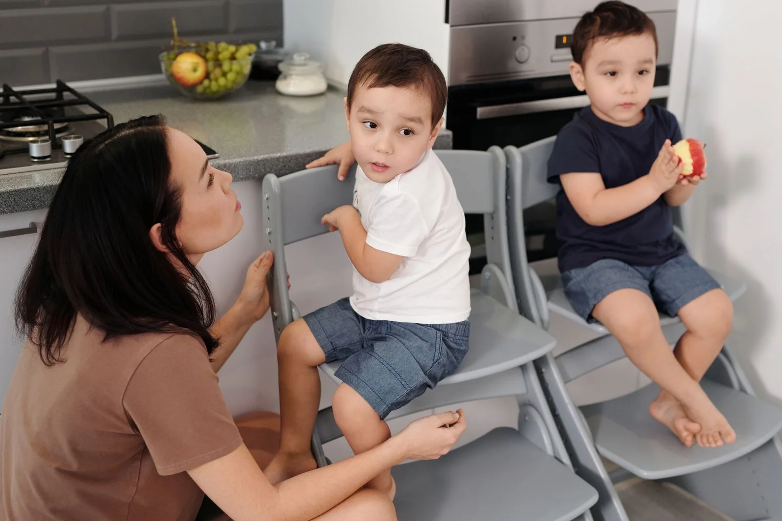 A relaxed family moment in a light-filled home