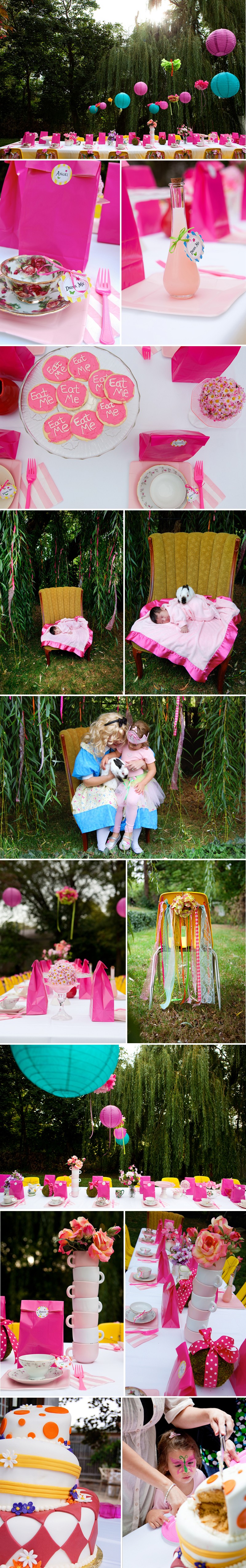 A whimsical Alice in Wonderland Birthday Party with bunny's, sweets and more. Click for free printables and downloads.