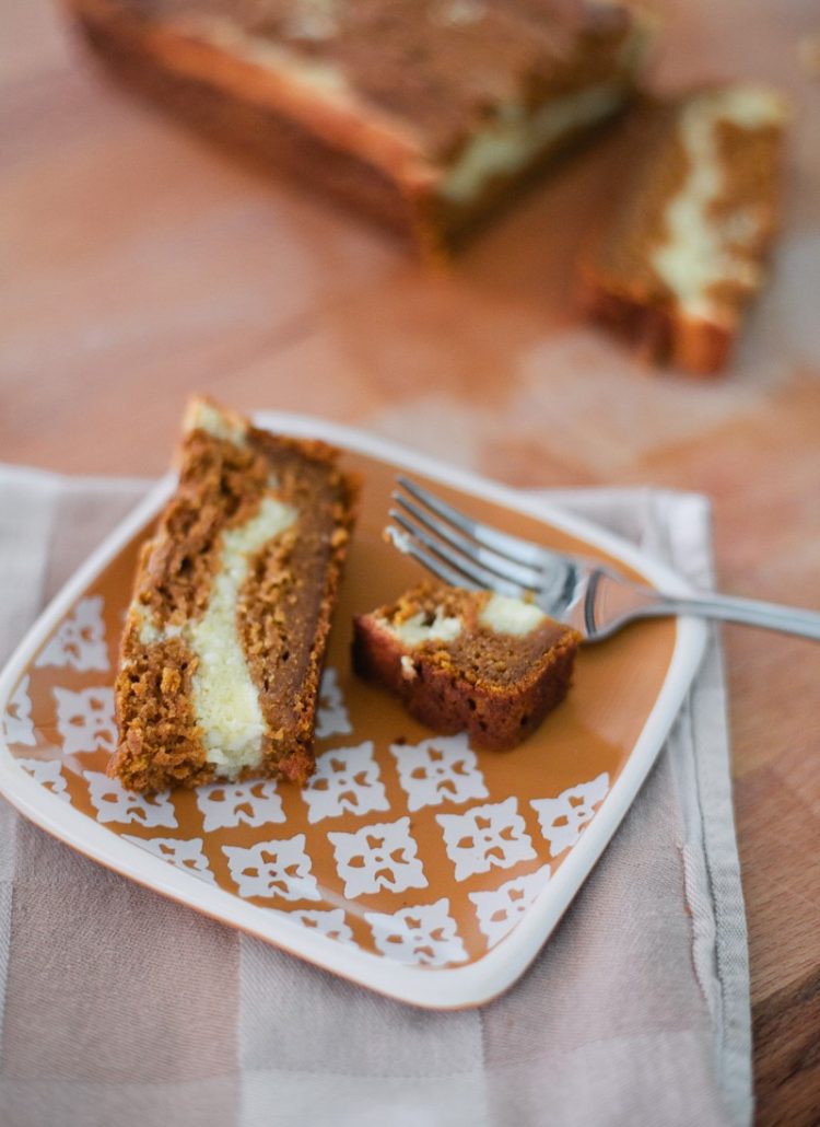 Easy Pumpkin Bread with Cream Cheese Ribbon