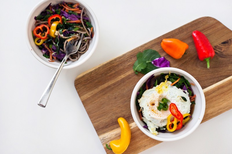 Miso Noodle Bowl with Organic Girl Greens and Vegetables, it's so good, so wholesome and healthy!