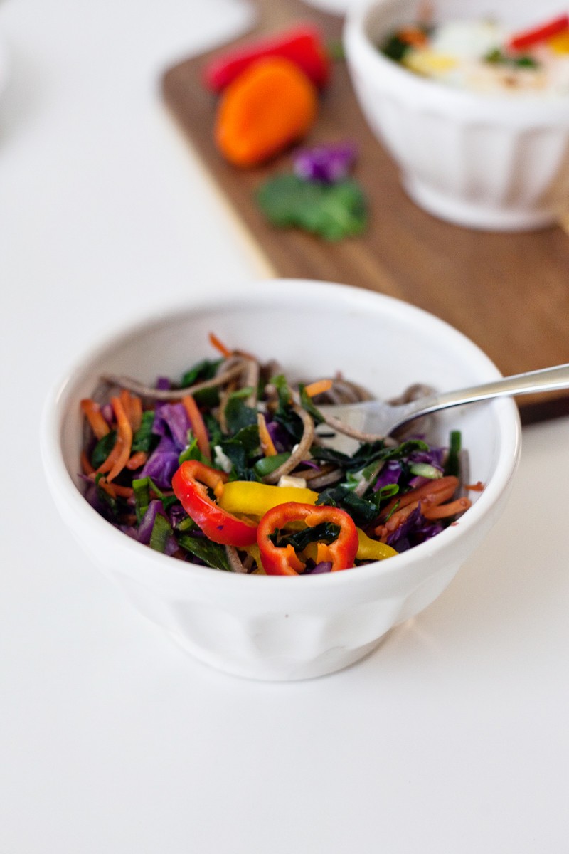 Miso Noodle Bowl with Organic Girl Greens and Vegetables, it's so good, so wholesome and healthy!