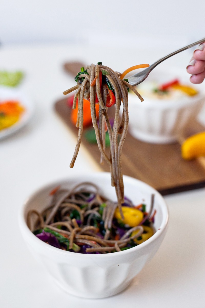 Miso Noodle Bowl with Organic Girl Greens and Vegetables, it's so good, so wholesome and healthy!