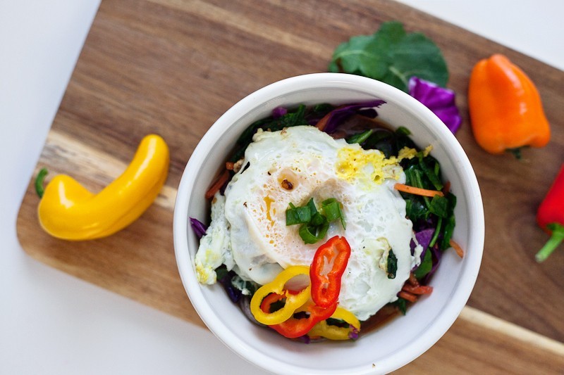 Miso Noodle Bowl with Organic Girl Greens and Vegetables, it's so good, so wholesome and healthy!