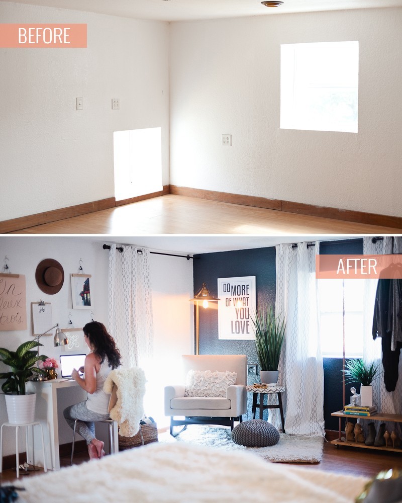 A Newly Designed Master Bedroom and Nursery Suite in Navy and White with Fresh Mommy Blog and Valspar Paint Zero VOC. Before and After.