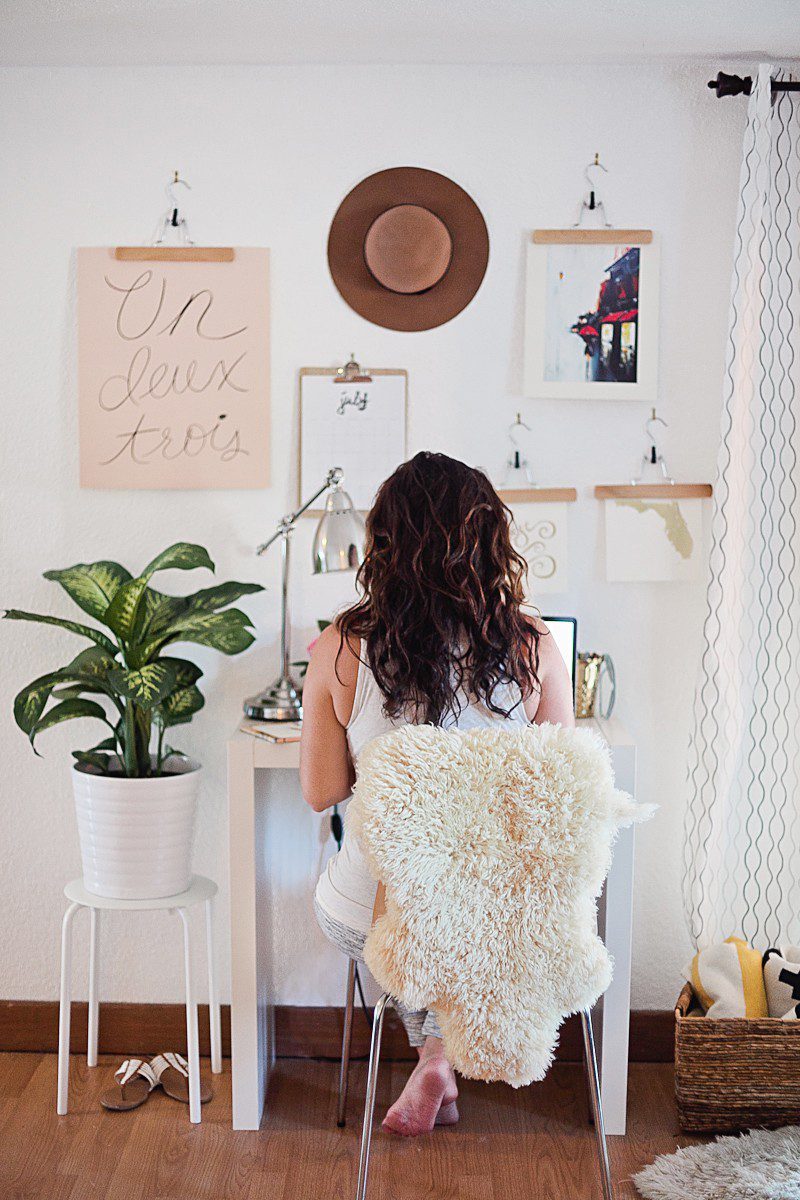 Office Space in A Redesigned Master Bedroom and Nursery Suite in Navy Blue and White with Fresh Mommy Blog