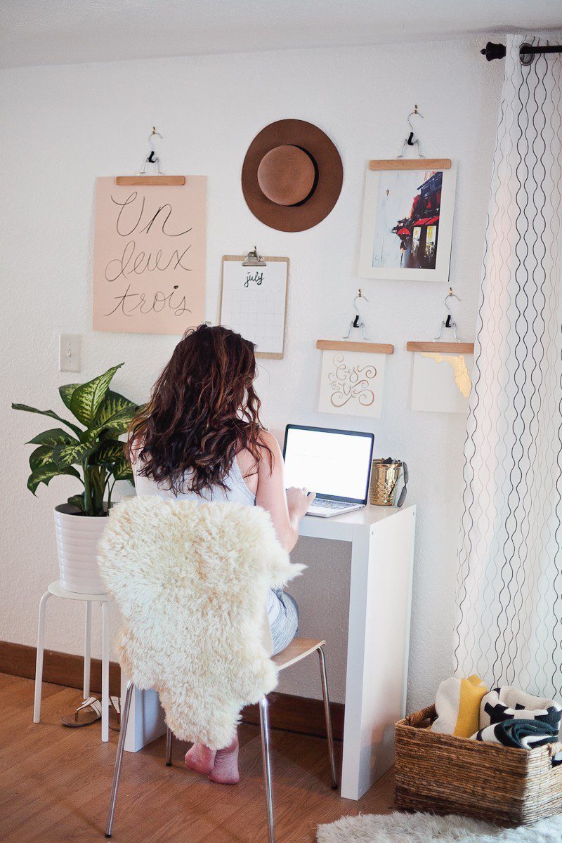 Office Space in A Redesigned Master Bedroom and Nursery Suite in Navy Blue and White with Fresh Mommy Blog