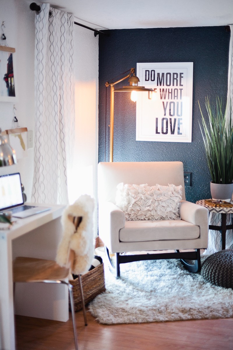 A Redesigned Master Bedroom and Nursery Suite in Navy (Chimney Smoke from Valspar) Blue and White with Fresh Mommy Blog and Valspar Paint Zero VOC