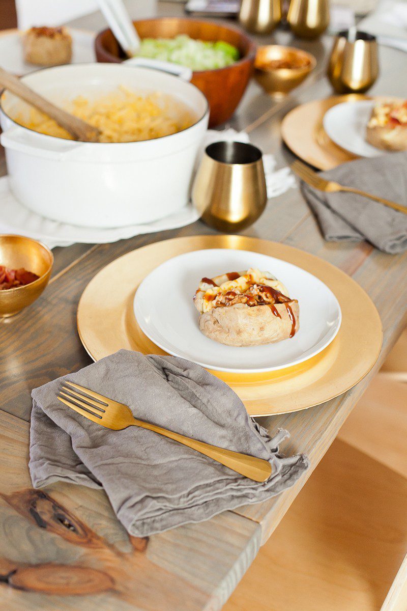 Mac and Cheese in Baked Potato Bowls. Top with BBQ chicken or bacon for a delicious twist on a classic meal.