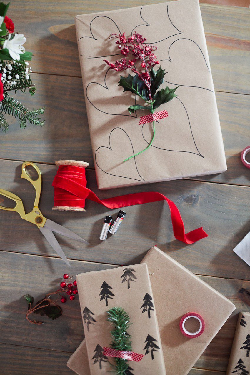 Save time and money with this easy and simple Christmas gift wrap hack! Gift wrapping ideas you can't miss, like using a potato to stamp your customized design.  | The Simple and Easy Christmas Gift Wrapping Ideas You Can't Miss featured by top Florida life and style blog Fresh Mommy Blog