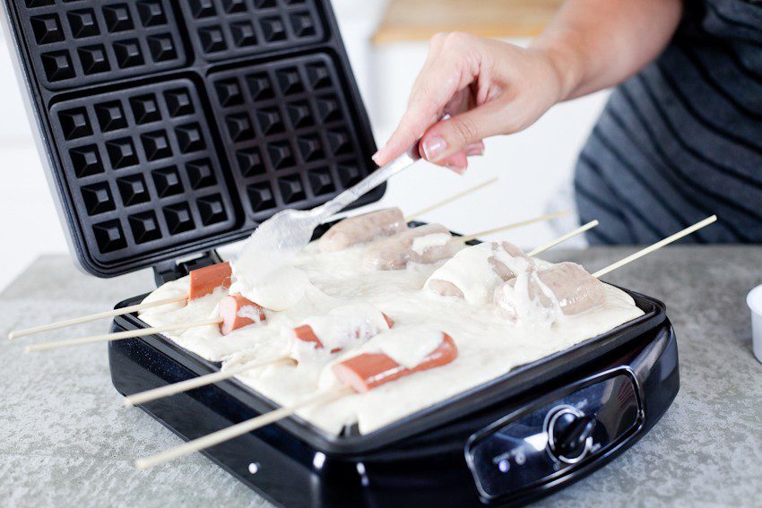 The quick and simple way to make Waffle Dog on a Stick with Orange Maple Glaze. Kids love it and so do adults! Perfect for a meal, a party or an appetizer!