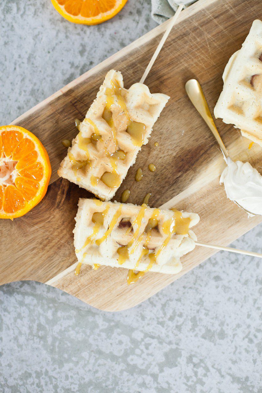 Hot Dog Wafflesticks with Orange Maple Glaze
