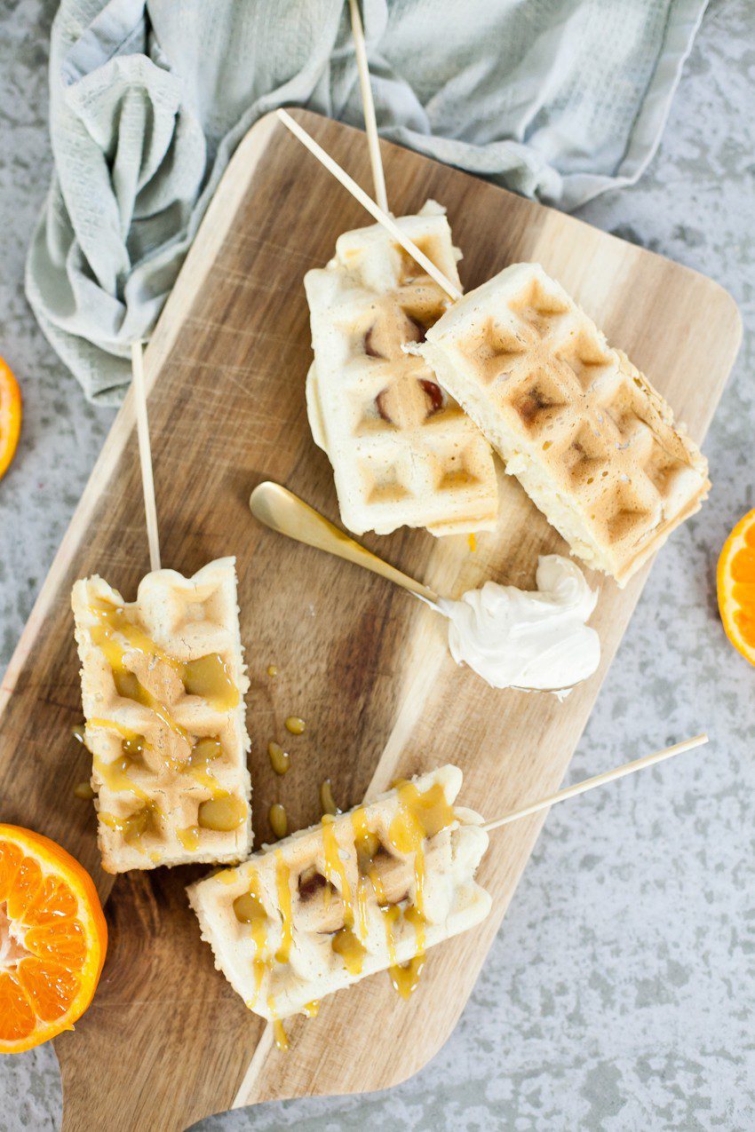 Hot Dog Wafflesticks with Orange Maple Glaze