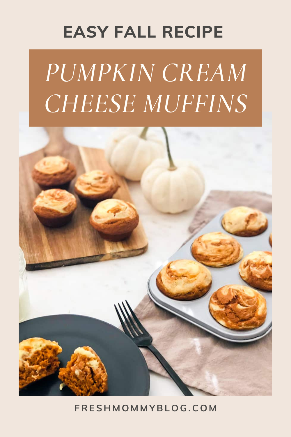 Easy Fall Recipe - Pumpkin Cream Cheese Muffins. A fall recipe that the whole family will love