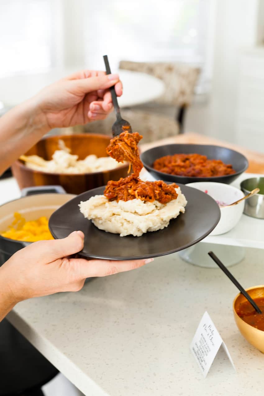 Laid Back Entertaining With a Mashed Potato and Mac and Cheese Bar. Pulled pork mashed potatoes and so much more.