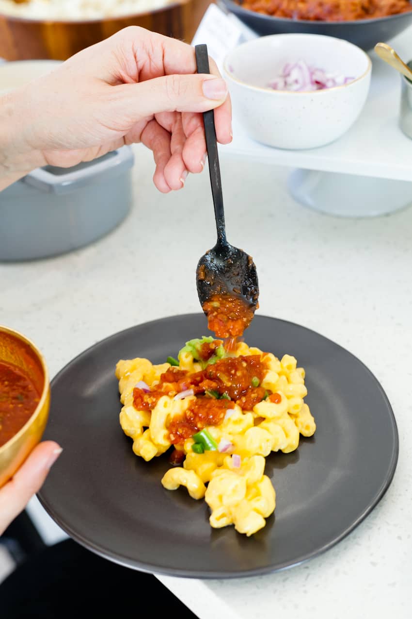 Laid Back Entertaining With a Mashed Potato and Mac and Cheese Bar. Nacho mac and cheese, pulled pork mashed potatoes and so much more.