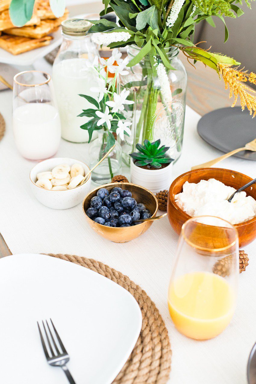 A Simply Delicious Family Brunch of Waffles with Homemade Pumpkin Butter and DIY Jute Placemats!