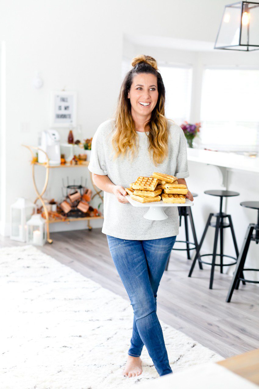 A Simply Delicious Family Brunch of Waffles with Homemade Pumpkin Butter and DIY Jute Placemats!