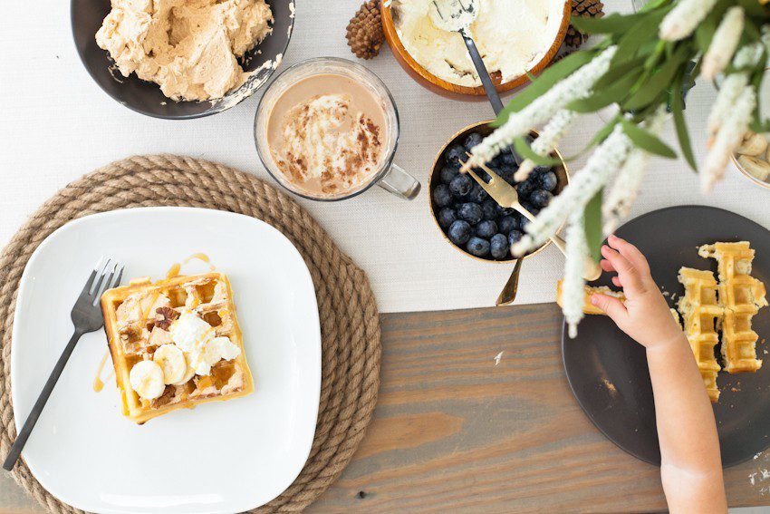 A Simply Delicious Family Brunch of Waffles with Homemade Pumpkin Butter and DIY Jute Placemats!