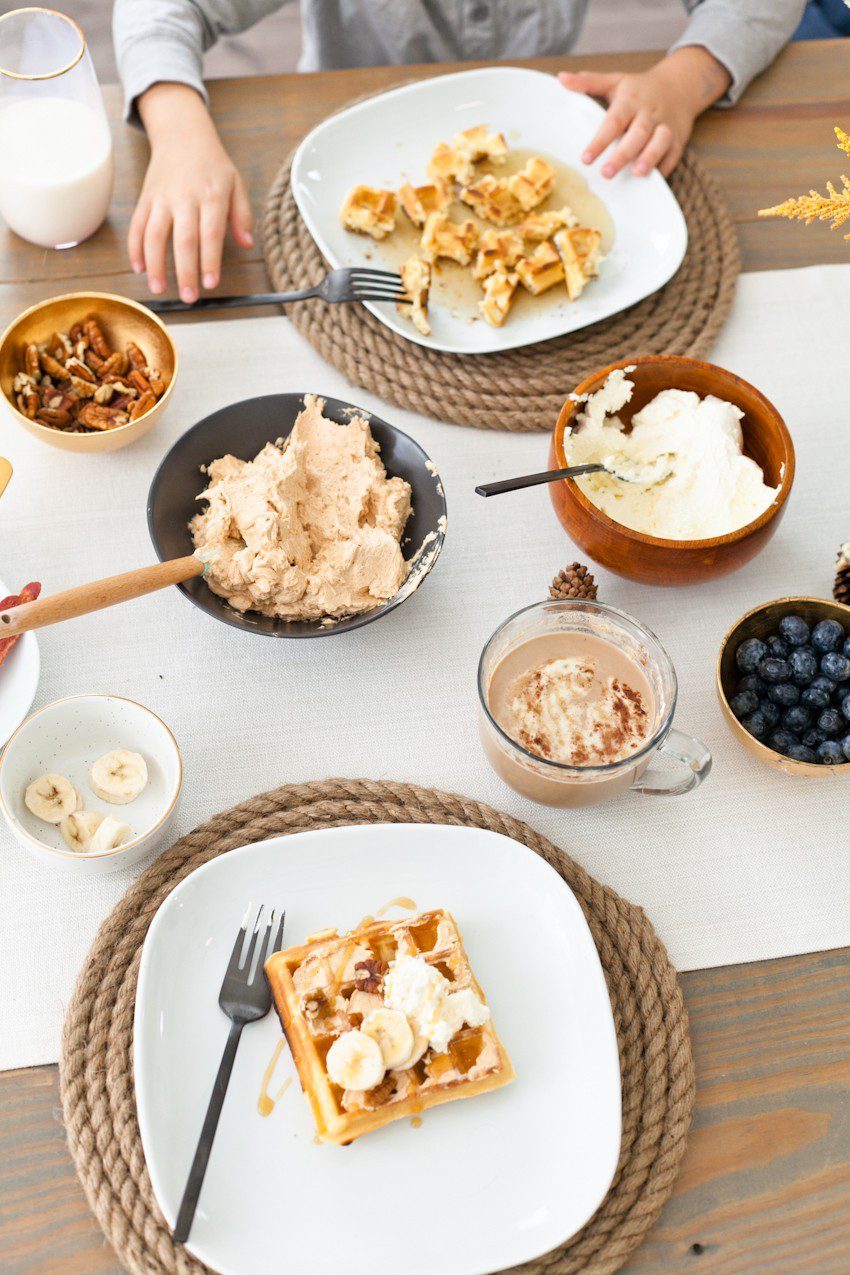 A Simply Delicious Family Brunch of Waffles with Homemade Pumpkin Butter and DIY Jute Placemats!