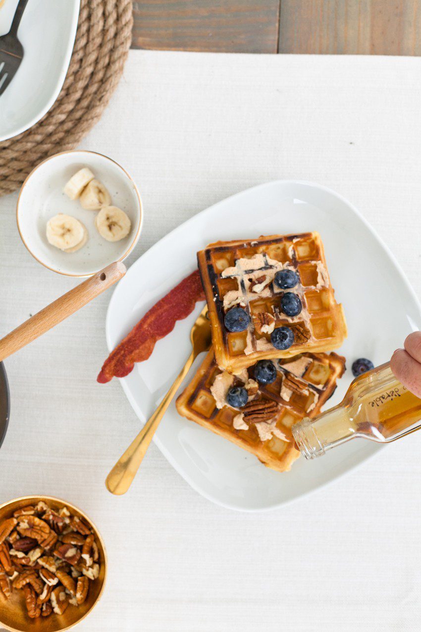 A Simply Delicious Family Brunch of Waffles with Homemade Pumpkin Butter and DIY Jute Placemats!
