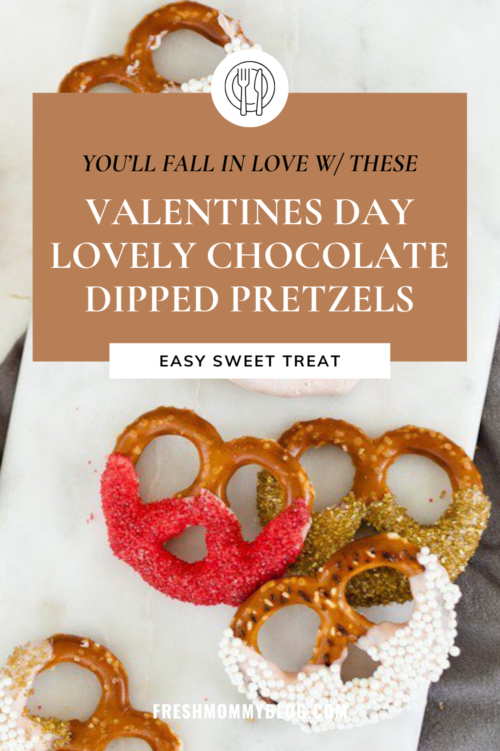 You'll fall in love with these Valentines Day Lovely Chocolate Dipped Pretzels. A festive sweet treat and a great DIY Valentines gift idea.