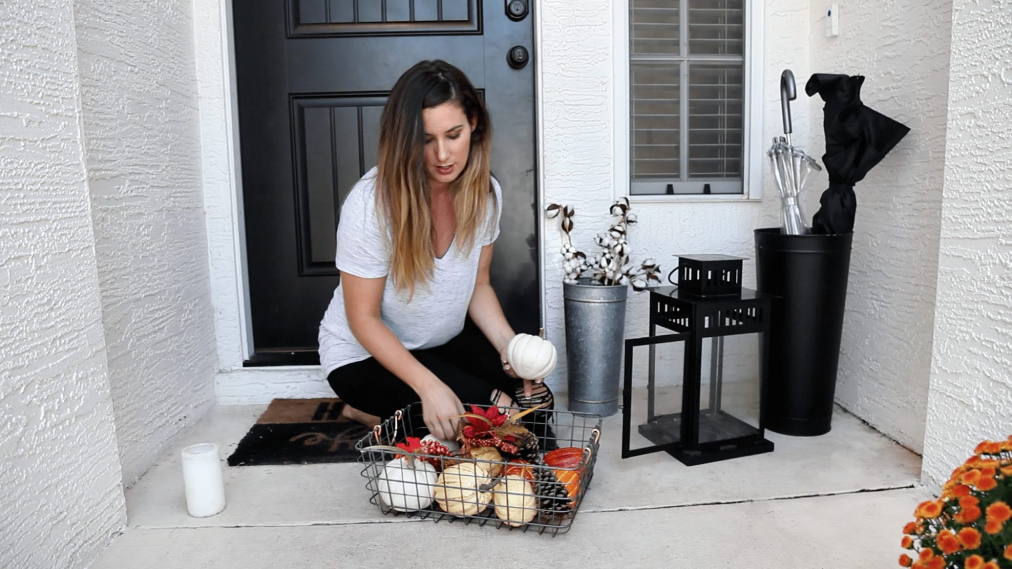 BEFORE AND AFTER |  Therma-Tru Benchmark | Tabitha Blue | Hello Fall + Easy DIY Front Porch Decor Hacks That Will Take You Through All Seasons featured by top Florida lifestyle blog Fresh Mommy Blog
