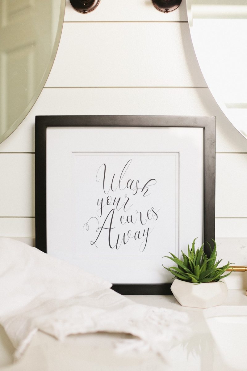 wash your cares away bathroom art preview