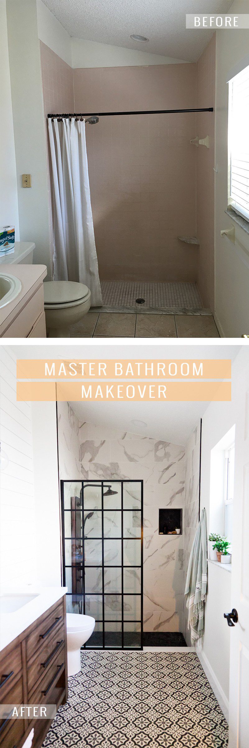 Farmhouse Style Master Bathroom Renovation Ideas: Bold with Black and White Neutrals