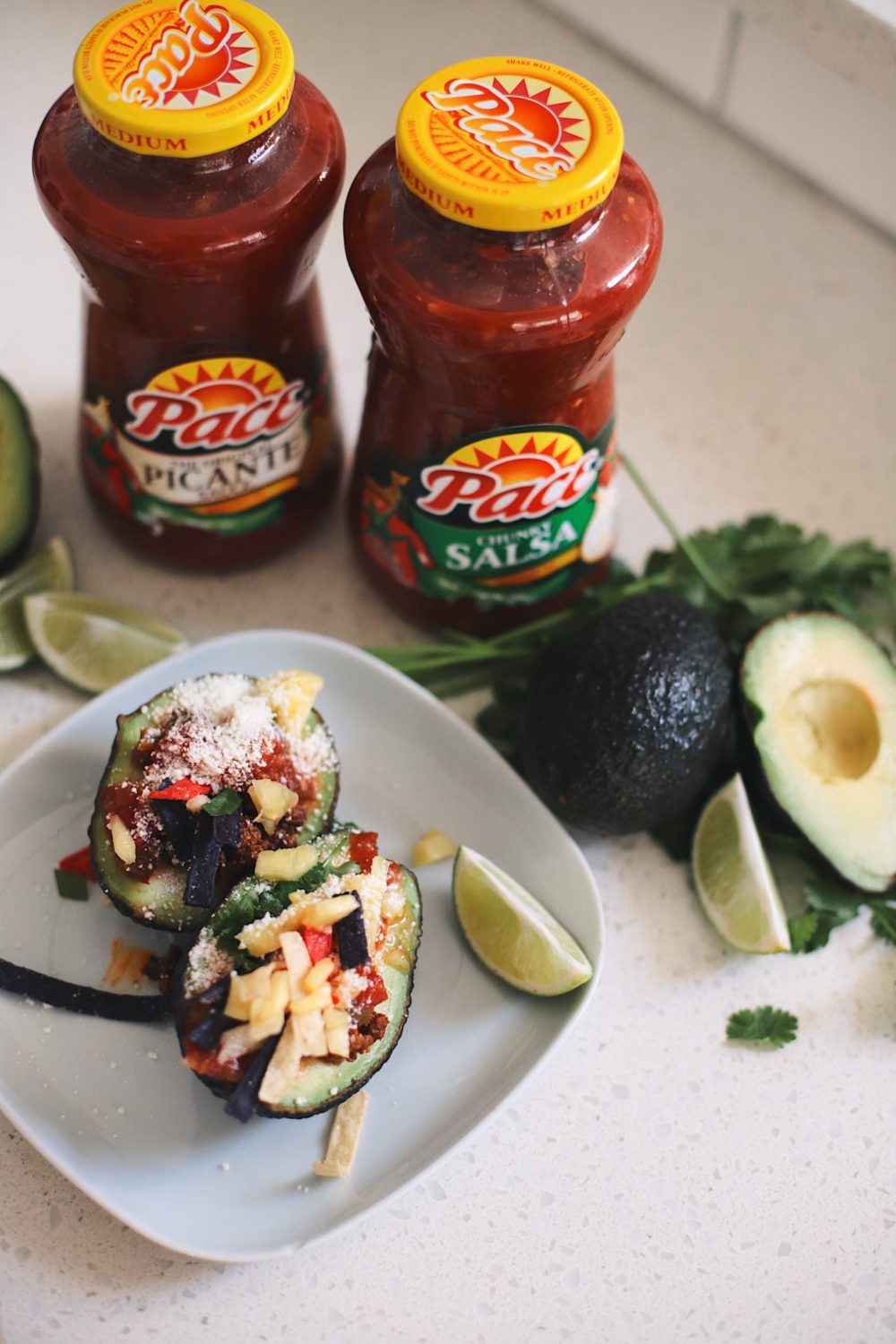 Avocado Keto Taco Bowls recipe featured by top Florida lifestyle blog, Fresh Mommy Blog: Easy Entertaining with Pace Picante Sauce and Make-Your-Own Avo Taco Bowls | Keto Taco Bowls by popular Florida lifestyle blog, Fresh Mommy Blog: image of avocado keto taco bowls and Pace salsa.