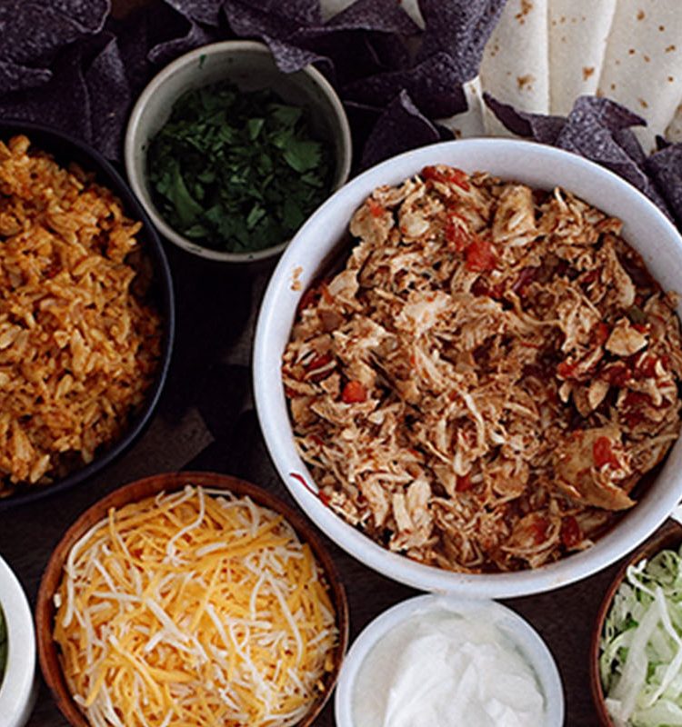Slow Cooker Chicken Taco Party Platter. A gorgeous Taco Grazing Board!