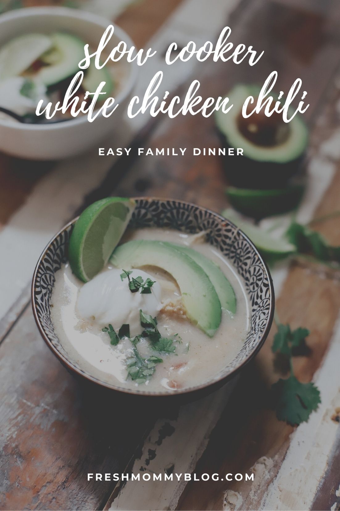 Easy slow cooker white chicken chili. Slow cooker white chicken chili is a creamy, slightly sweet, and mildly spicy. Best of all, it is so easy to make!