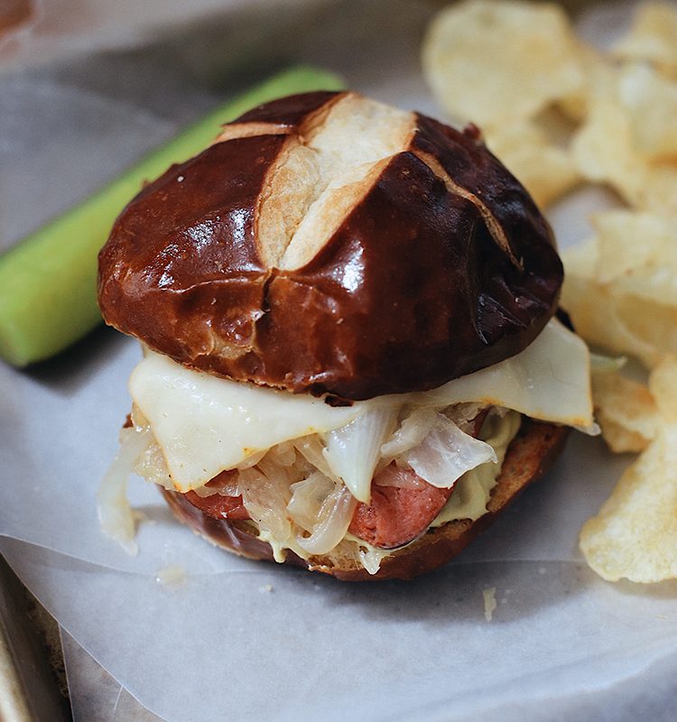 Frankenmuth, MI Bavarian Inspired Octoberfest Knockwurst Sandwich!