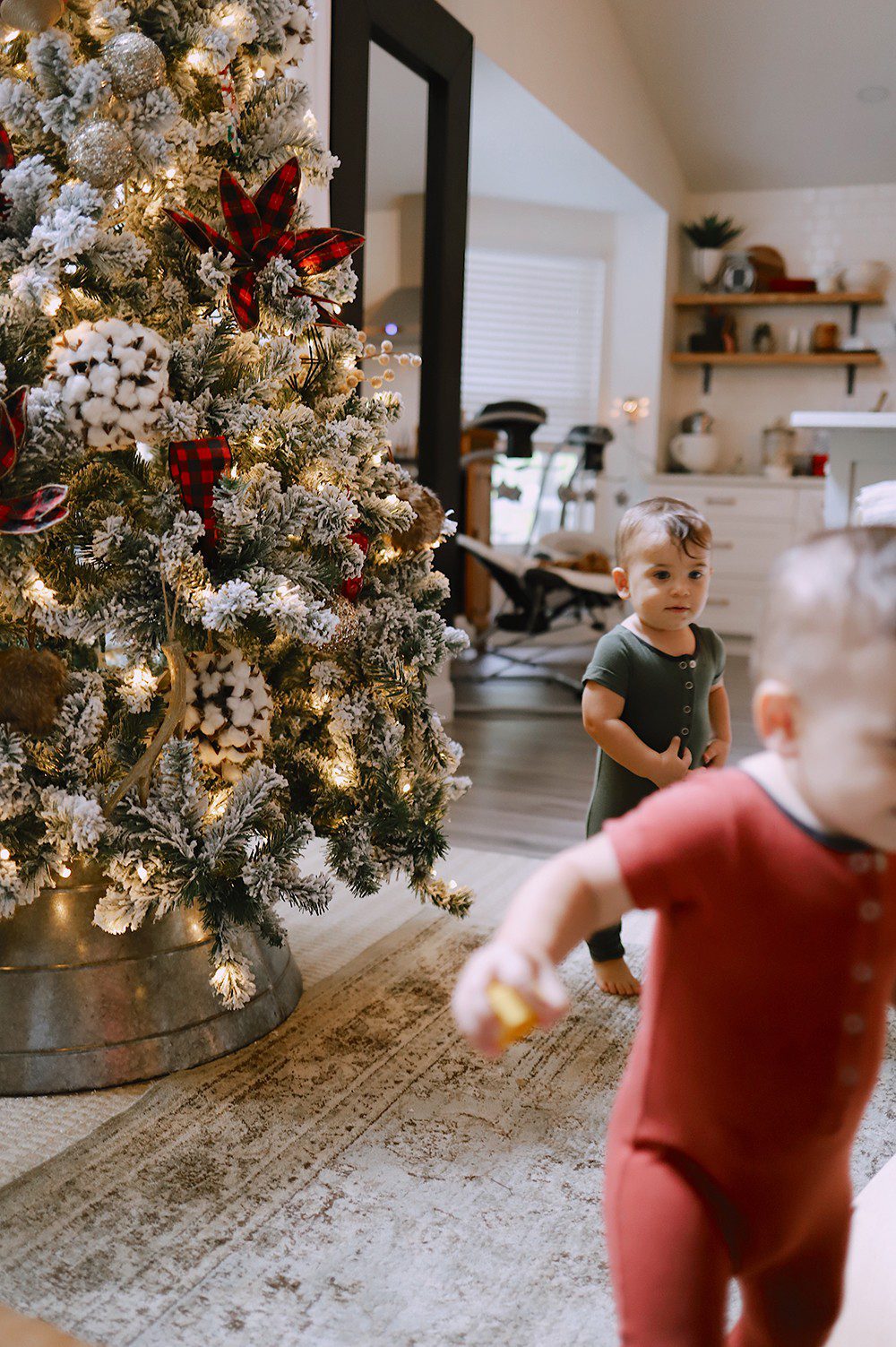 Our Simple Farmhouse Christmas Tree with Buffalo Check _ Tabitha Blue