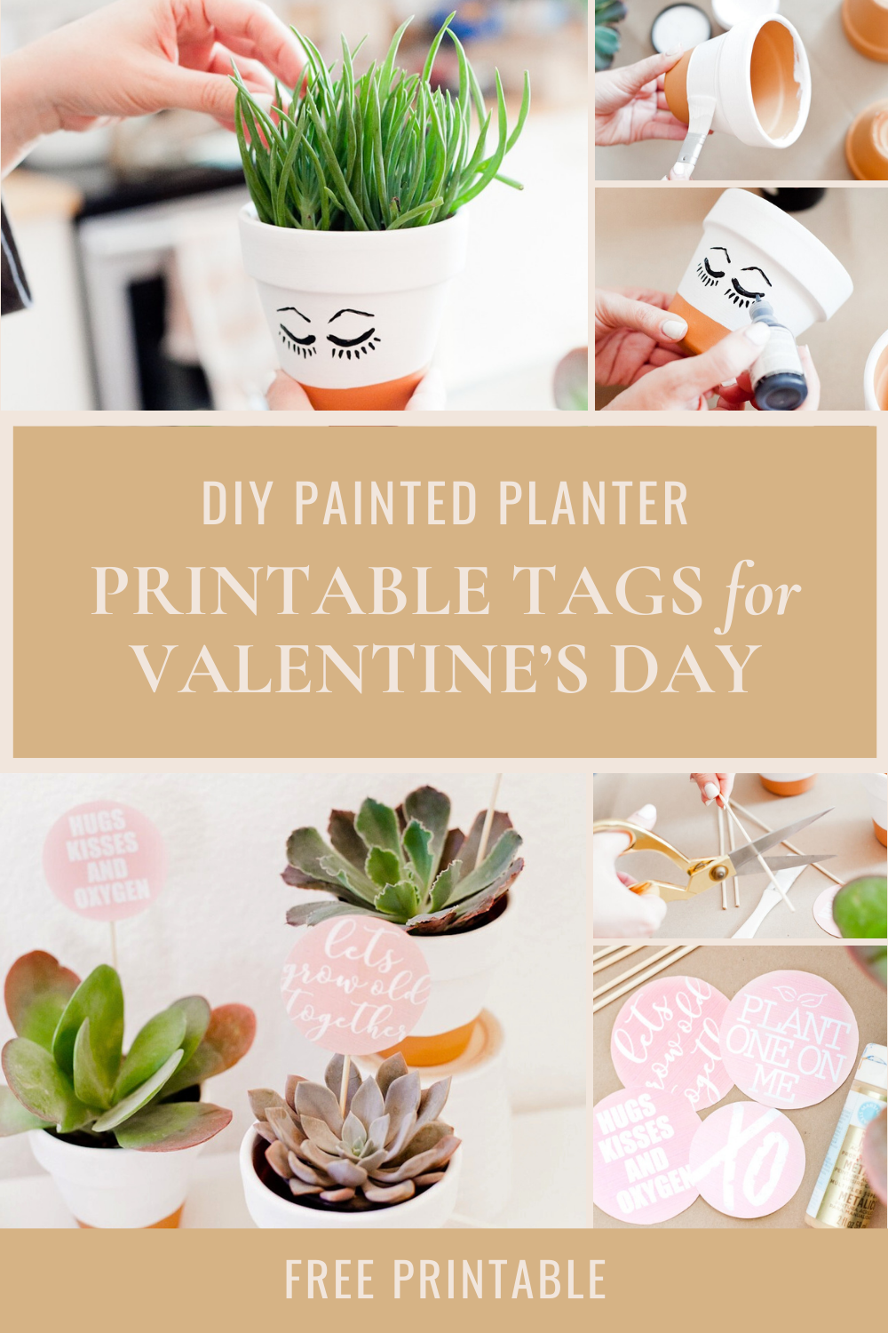 DIY Painted Planter and Free Printable Valentine's Day Tags. A great gift idea for friends, family and significant others.