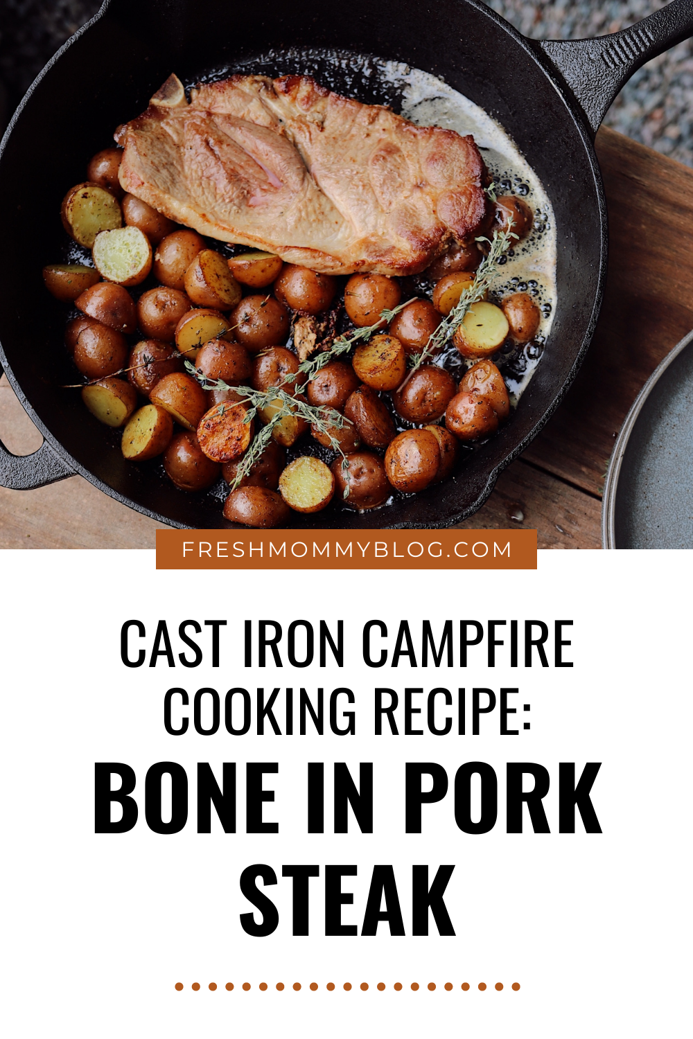 Delicious Cast Iron Pork Steak Recipe featured by top FL lifestyle blogger, Tabitha Blue of Fresh Mommy Blog.