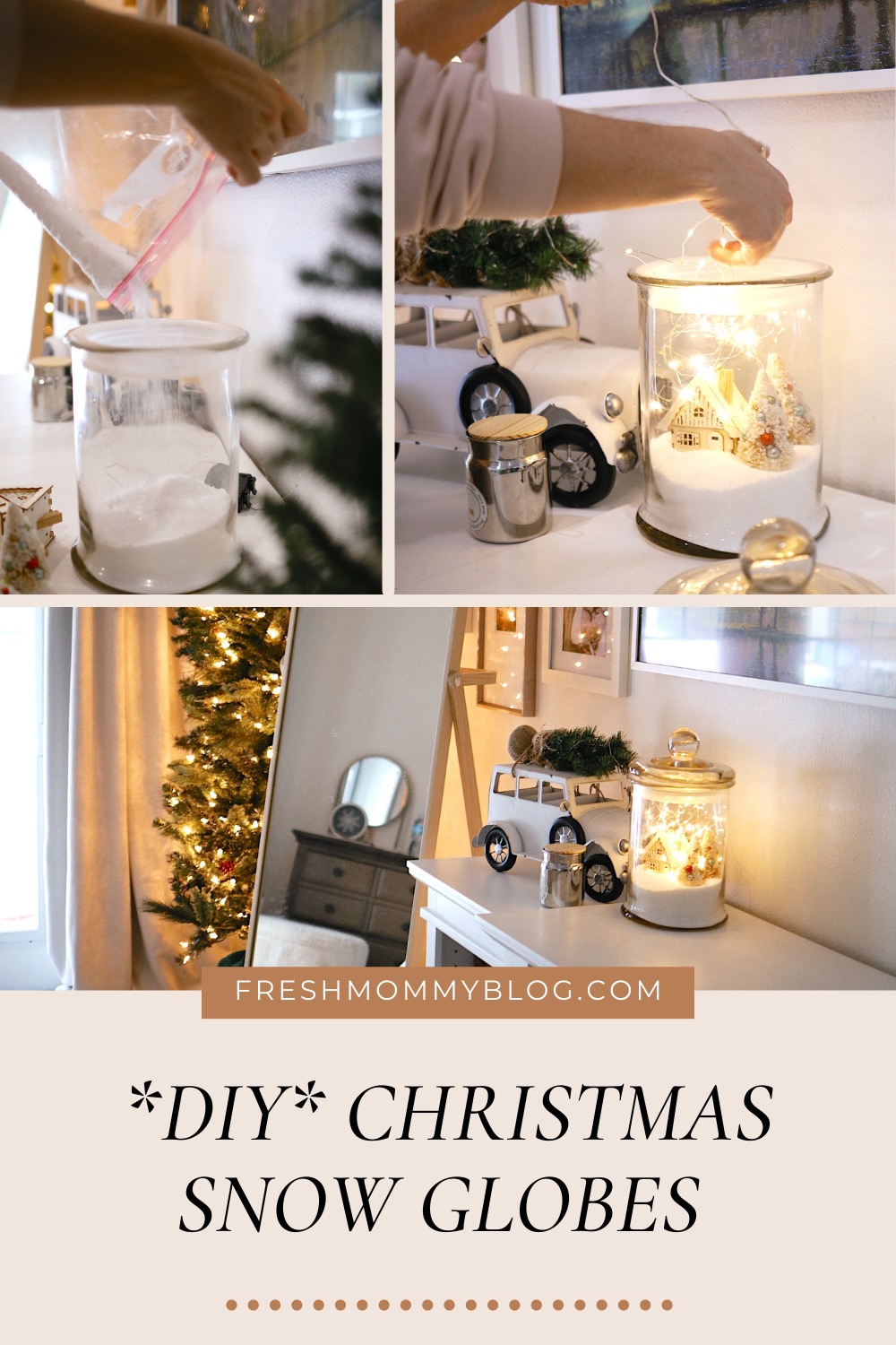 DIY Christmas Snow Globe tutorial by top US lifestyle blogger, Fresh Mommy