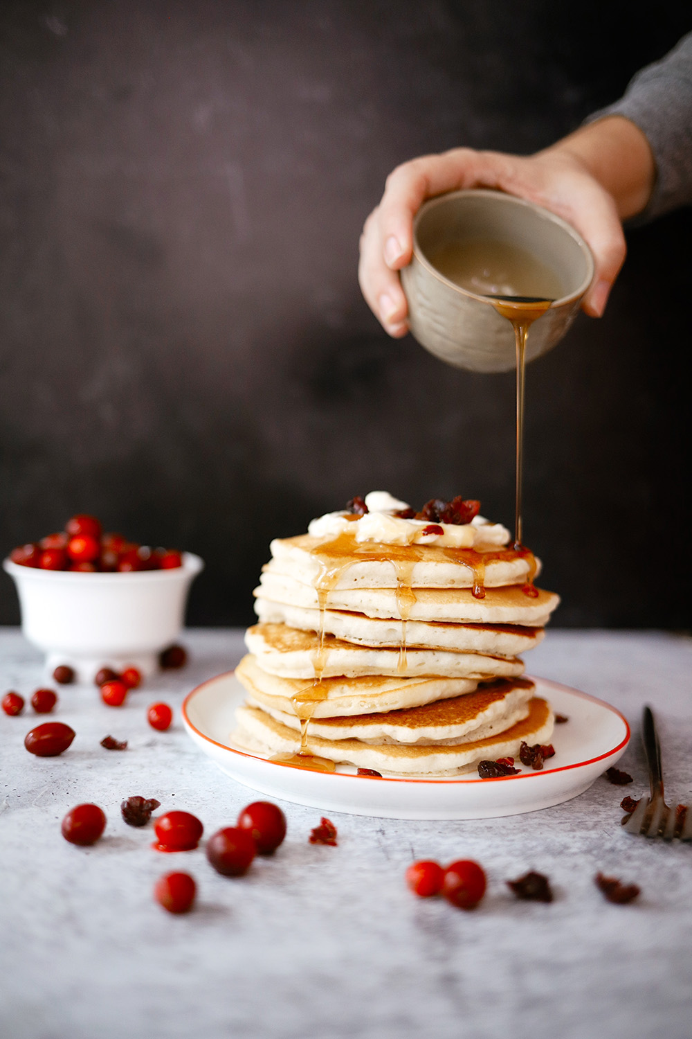 White Chocolate and Cranberry Pancakes Recipe featured by top US lifestyle blogger, Tabitha Blue of Fresh Mommy Blog.