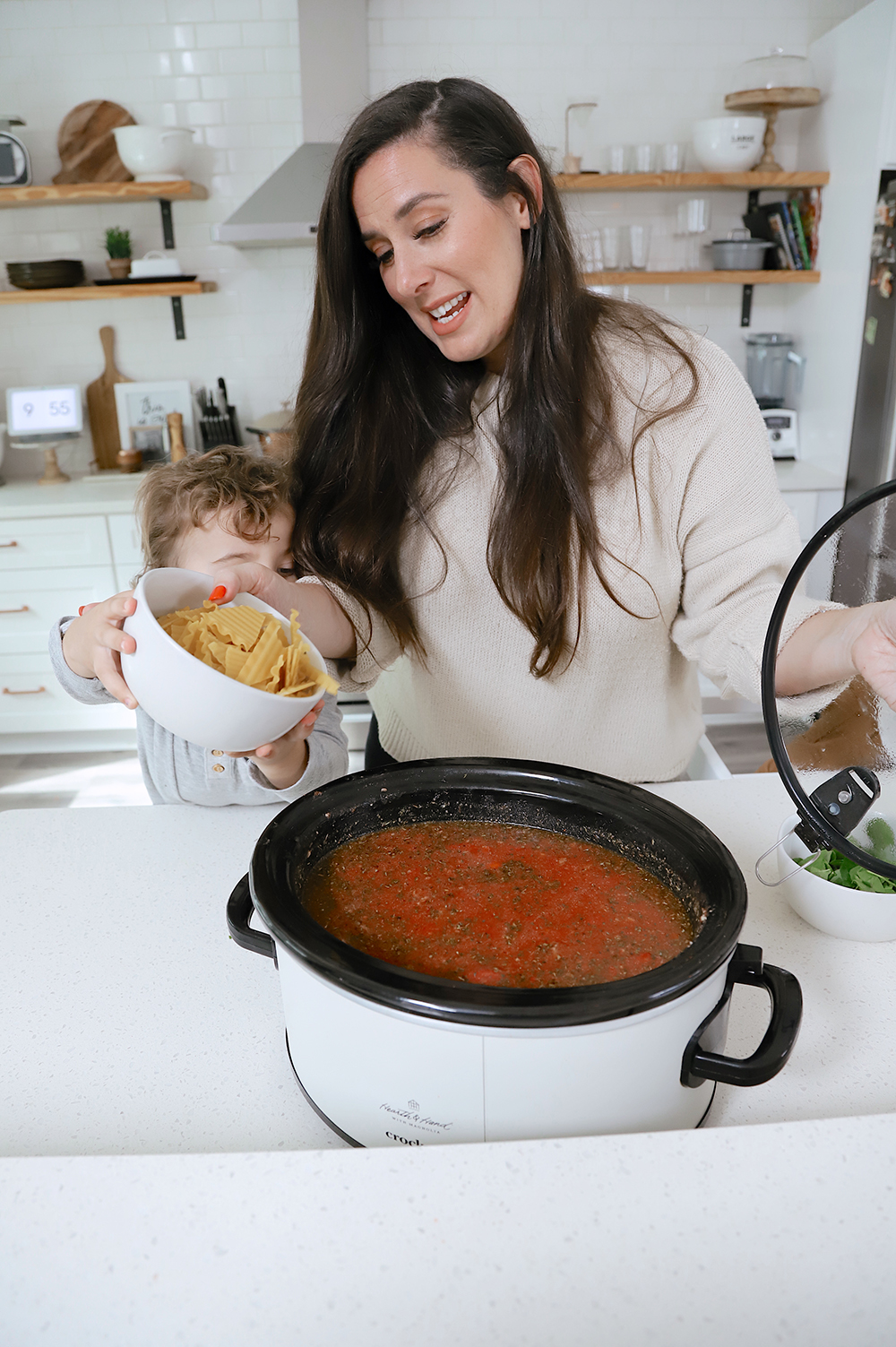 Slow Cooker Lasagna Soup Recipe featured by top US lifestyle blogger, Tabitha Blue of Fresh Mommy Blog
