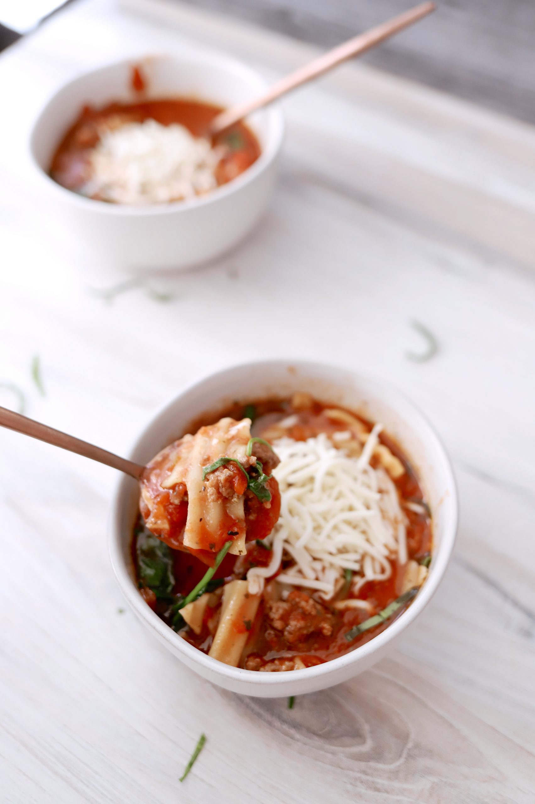 Slow Cooker Lasagna Soup Recipe featured by top US lifestyle blogger, Tabitha Blue of Fresh Mommy Blog