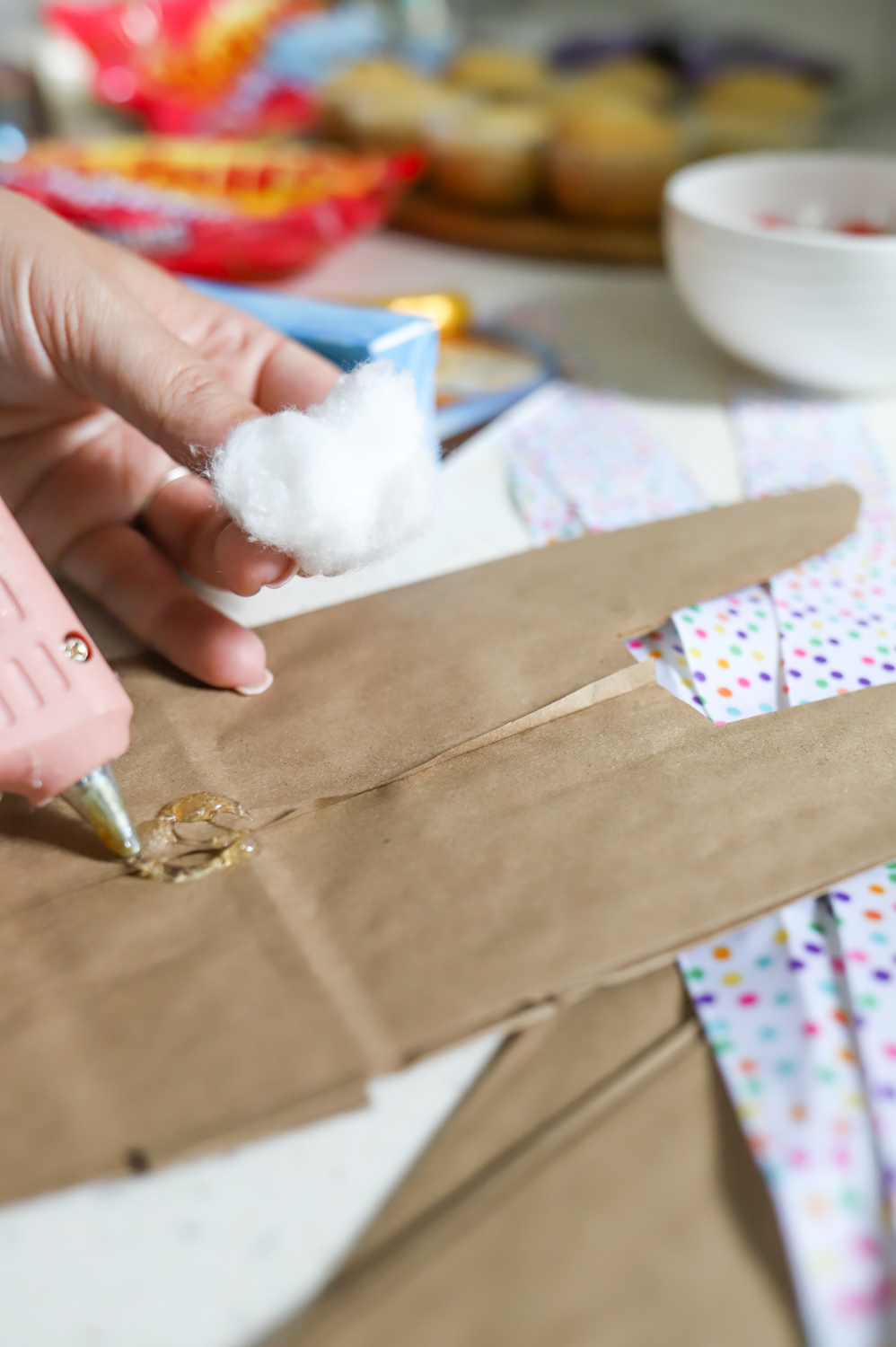 Gift Bag Instructions - Hot Glue for the Tail