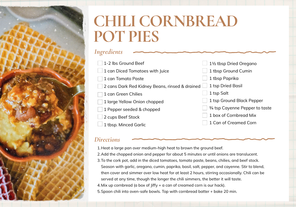 Chili Cornbread Pot Pie Recipe