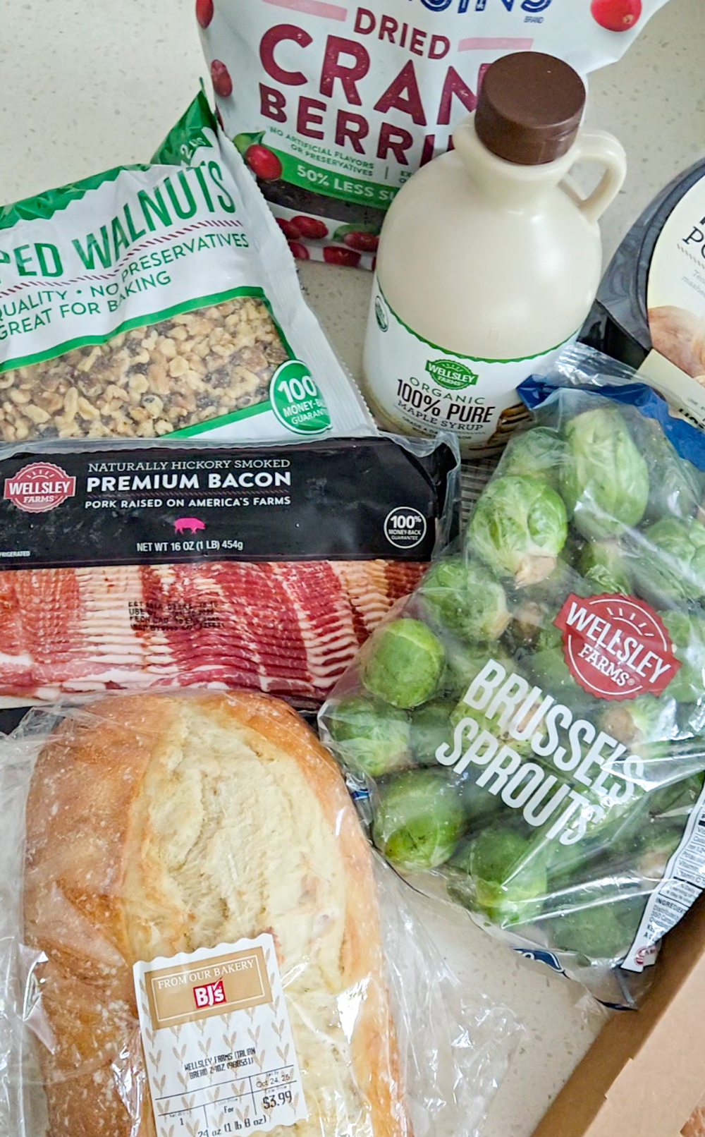 Ingredients for Thanksgiving Brussels Sprouts.