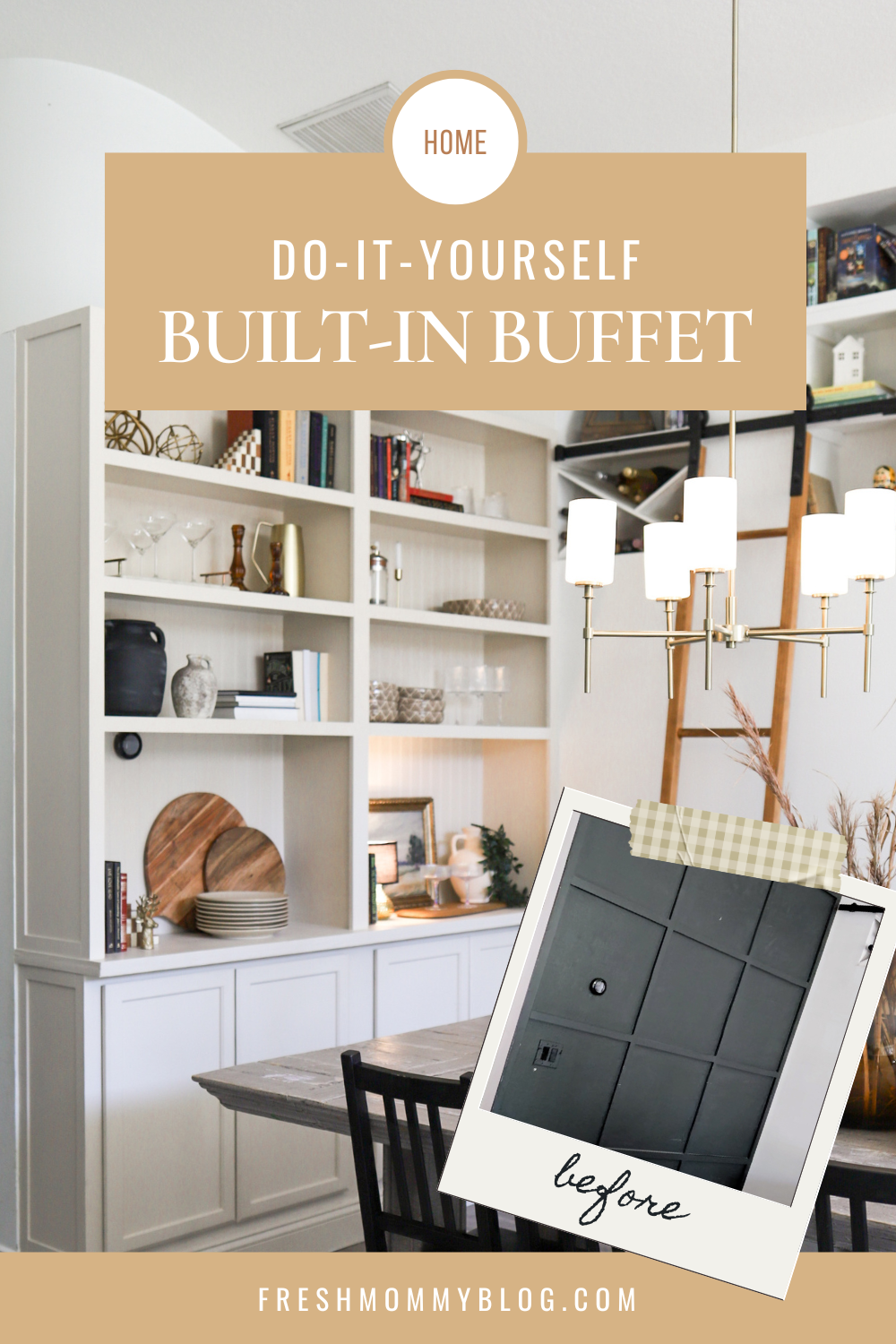 Dining Room gets a new look with this diy built in bookshelf hutch. We share step by step instructions so you can build one too.